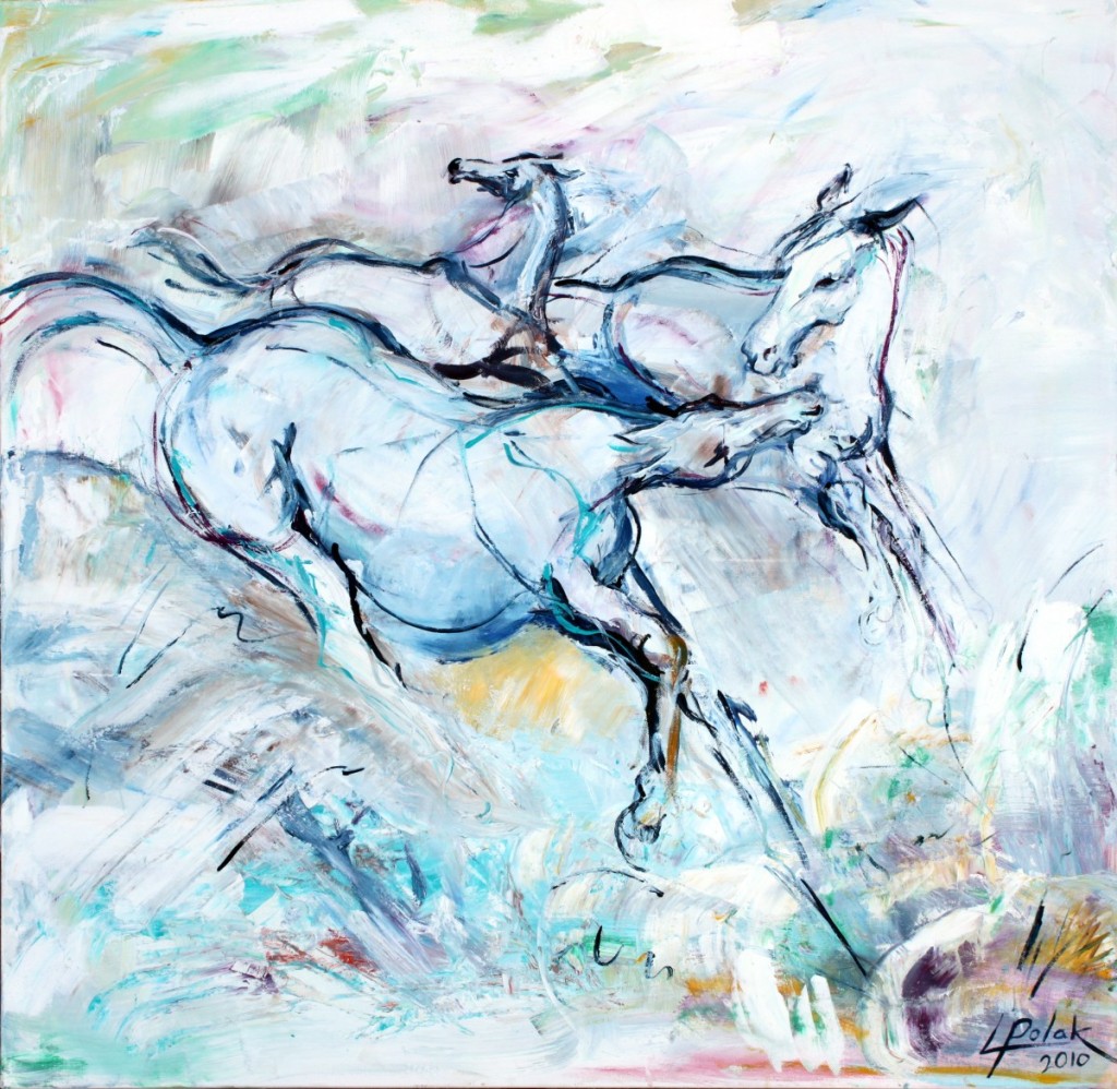 Kudde Paarden - acryl op doek